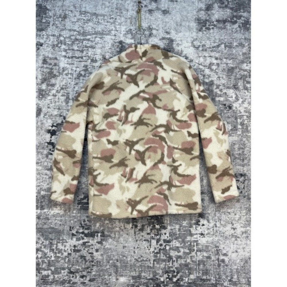 Lucky Brand Sherpa Fleece Jacket Girly Hunter Pink Camo Cardigan Wrap Women's M